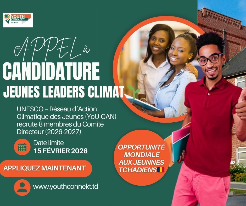 Appel à candidatures : le Réseau d’action climatique des jeunes de l’UNESCO (YoU-CAN) recrute des jeunes leaders (2026-2027)
